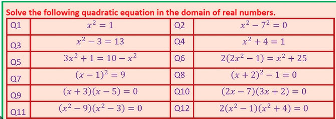quadratic equations